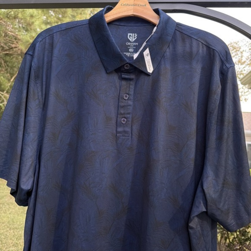 Graham Luxe Golf Polo 2XL Blue with Floral Pattern. New With Tag Msrp $80.   726